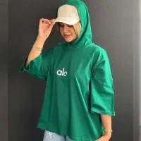 تیشرت باکسی کلاهدار طرح alo