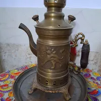 سماور و چراغ والر برنجی طرح آنتیک|کلکسیون اشیاء عتیقه|قائن, |دیوار