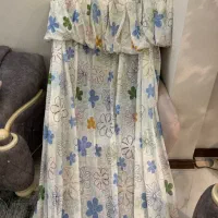 دوتا پرده گلدار و صورتی پاپیون دار