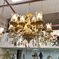 لوستر ۱۰ شعله آلومینیومی طلایی