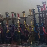 قلیان برنجی و چوبی