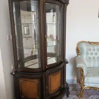 بوفه دومتری شیشه خم تمام گردو