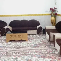 فروش فوری مبل ۷ نفره کرم وقهواه ای