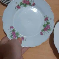 بشقاب وپیش دستی گل قرمز و یدونه جا شکلاتی