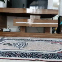 میز تی وی ام دی اف عسلی با روکش های گلس