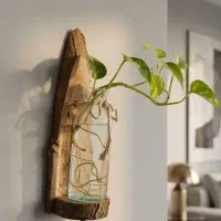 گلجا چوبی به همراه گلدان بلوری