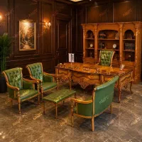 میز مدیریت کتابخونه مبلمان اداری  سبز زیتونی