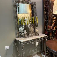 اینه کنسول و شمعدان برنزی وچینی کمیاب