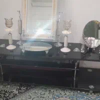 اینه و شمعدان و میز تلویزیون اصل شیشه خارجی