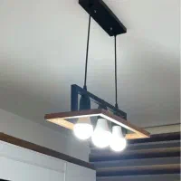 لوستر سه شعله آهن و چوب