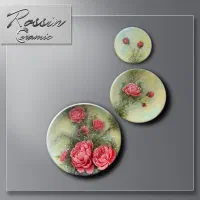 دیوارکوب سرامیکی دست‌ساز نقاشی رنگ‌روغن ۱۹ سانتی