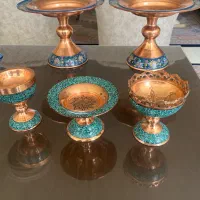 مس زنجان فیروزه کاری شده خاتم کاری قلمزنی شده