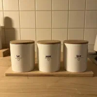 ست جا ادویه سرامیکی با زیره چوبی