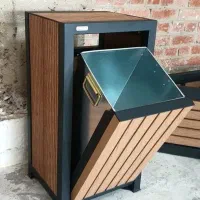 سطل زباله پارکی باغی ویلایی محوطه چوبی وچوب پلاست