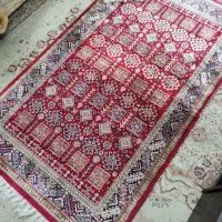 فرش دستباف ۱۲متری وقالیچه ماشینی نخ ابریشم ۲متری