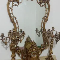 اینه و شمعدان طرح برنز.  وسماور مجلسی بزرگ