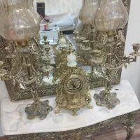 آینه و ست شمعدان و ساعت برنز اصل خالص