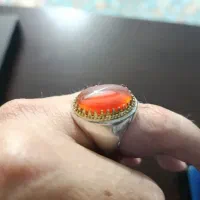 دو انگشتر نقره یِ نو ( عقیق پرتقالی )