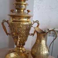 سماور سینی پارچ و.کاسه برنجی اصفهان نو