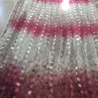 پرده حریر صورتی و قرمز