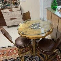 میز نهار خوری تمام چوب روستیک ۳نفره