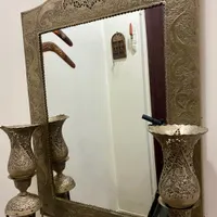 اینه و شمعدان لاله قلمکاری با روکش نقره|صنایع دستی و سایر لوازم تزئینی|تهران, ائمه اطهار|دیوار
