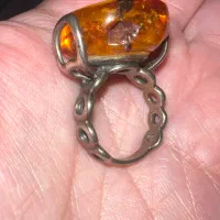 انگشتر کهربا رکاب نقره