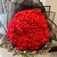 دسته گل رز روبان