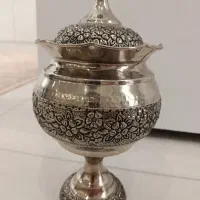 آجیل خوری مسی رنگ نقرهای نانو گل برجسته
