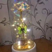 باکس گل شیشه ای دکوری با گل کریستالی  شب چراغ