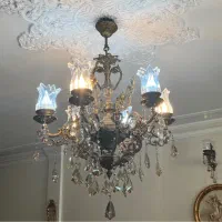 لوستر برنج ۶ شعله به همراه دیوار کوب