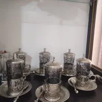 ست پذیرایی قوری چایخوری شکلاتخوری قندان وارداتی نو