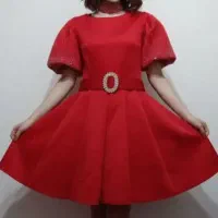 لباس مجلسی عروسکی قرمز رنگ