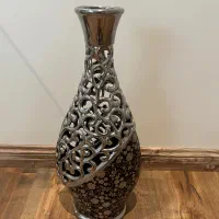 گلدان دکوری مشبک وارداتی نقره ای