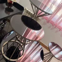 جلو مبلی عسلی استیل شیشه مشکی