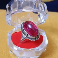 انگشتره نقره با سنگ یاقوت کار دست