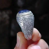 دو عدد انگشتر نقره یاقوت کبود و یاقوت سریلانکا