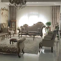 مبل استیل 7نفر با دوتا دونفره ویه میز ال سی دی