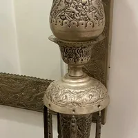 اینه و شمعدان لاله قلمکاری با روکش نقره|صنایع دستی و سایر لوازم تزئینی|تهران, ائمه اطهار|دیوار