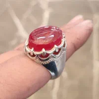 انگشتر نقره عقیق قرمز آبدار