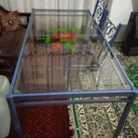 میز نهار خوری فلزی ۶نفره با دوعدد صندلی