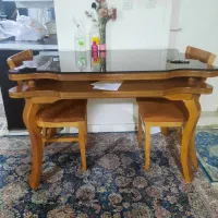 میز غذاخوری چهار نفره چوب اصل راش با ۲ صندلی