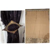 چهار عدد پرده کرکره عمودی/پرده جمع کن چوبی نگینی