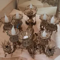 لوستر برنزی ۸ شاخه طرح فرشته کریستالی