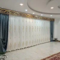 پرده پذیرایی عدید گل برجسته ترک و پنل مخمل ترک