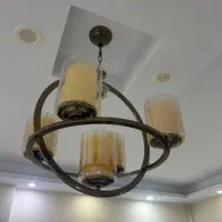 لوستر ۵ شعله فلزی رنگ شامپاینی رنگ ثابت