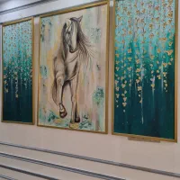 تابلو کار دست روی بوم طرح اسب نماد زیبایی