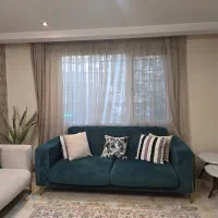 پرده حریر شیشه ای کرم طلایی