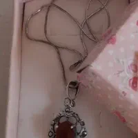 پلاک زنجیر عقیق نقره ۹۲۵
