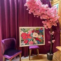 تابلو رنگ روغن باغ گل